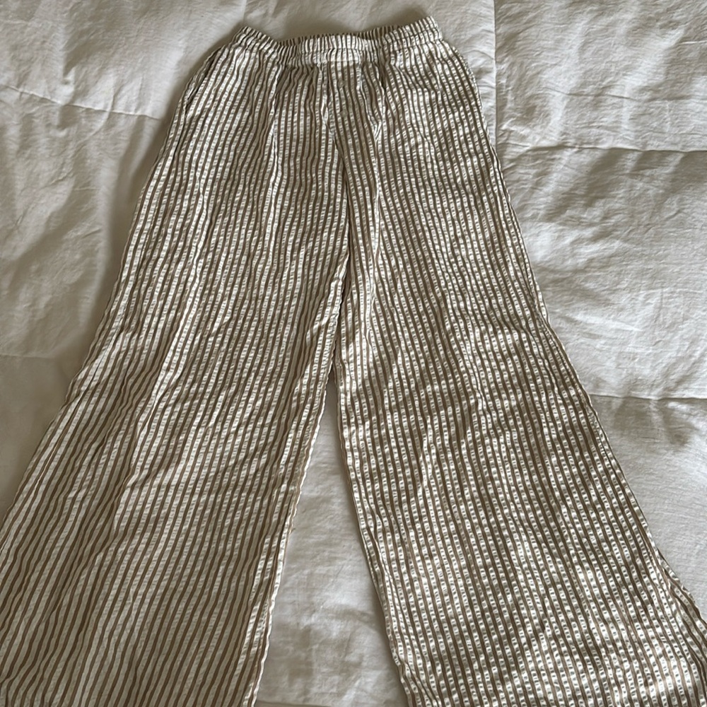 Pinstripe wide leg lounge pants